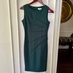green emerald velvet dress Calvin Klein Women's Sleeveless A-line Belted Midi Dress, Meadow, 12 at  Amazon Women's Clothing store